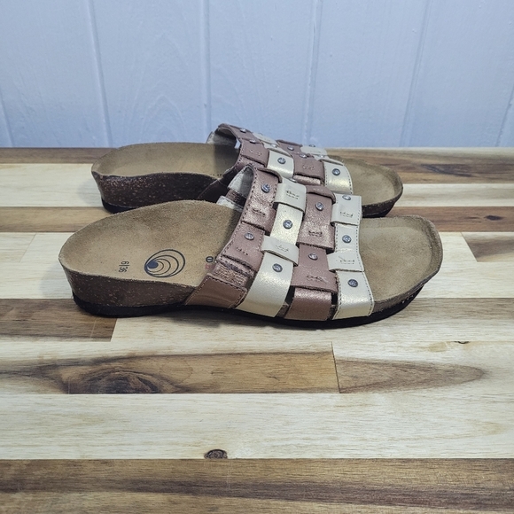 Euro Wellness Balance Womens Sandals 36 US Size 6 Tan & Cream with Rhinestones - Picture 1 of 8